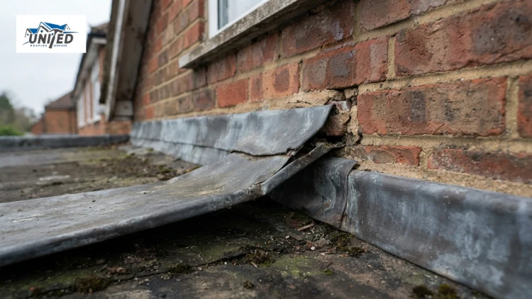 common causes of flat roof leaks - damaged flashing
