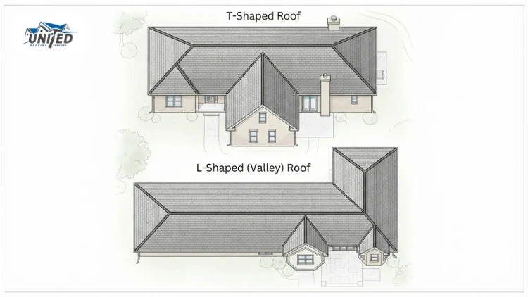 T-shaped and L-shaped roofs