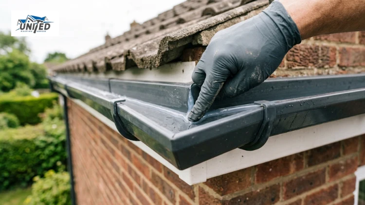 gloved finger applying sealant